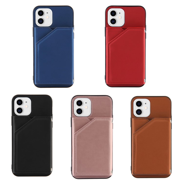 Shock-resistant Stand Card Holder TPU + PU Leather Phone Shell for iPhone 11 6.1 inch - Black-6