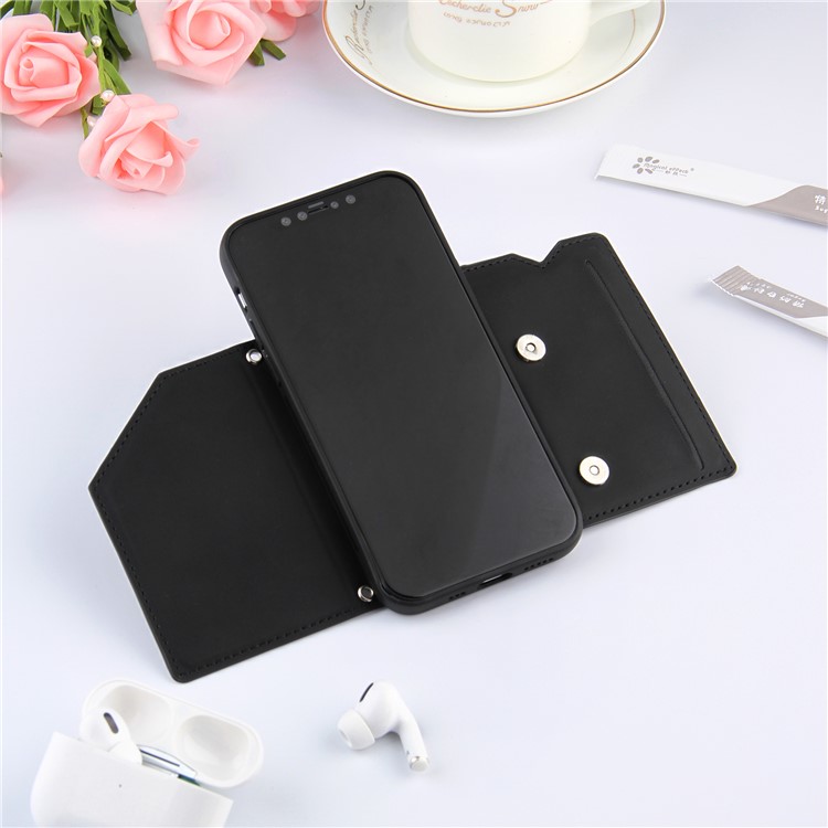 Shock-resistant Stand Card Holder TPU + PU Leather Phone Shell for iPhone 11 6.1 inch - Black-8