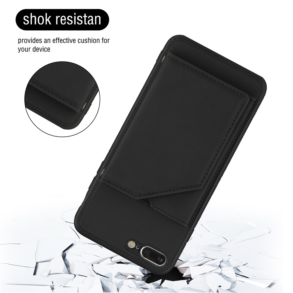 Shock-resistant Stand Card Holder TPU + PU Leather Smartphone Protective Shell for iPhone SE (2nd Generation)/iPhone 8/7 4.7 inch - Black-2
