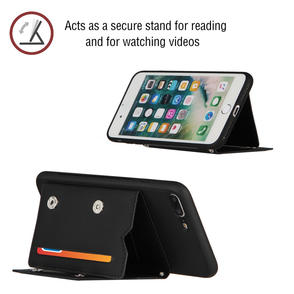 Shock-resistant Stand Card Holder TPU + PU Leather Smartphone Protective Shell for iPhone SE (2nd Generation)/iPhone 8/7 4.7 inch - Black-3