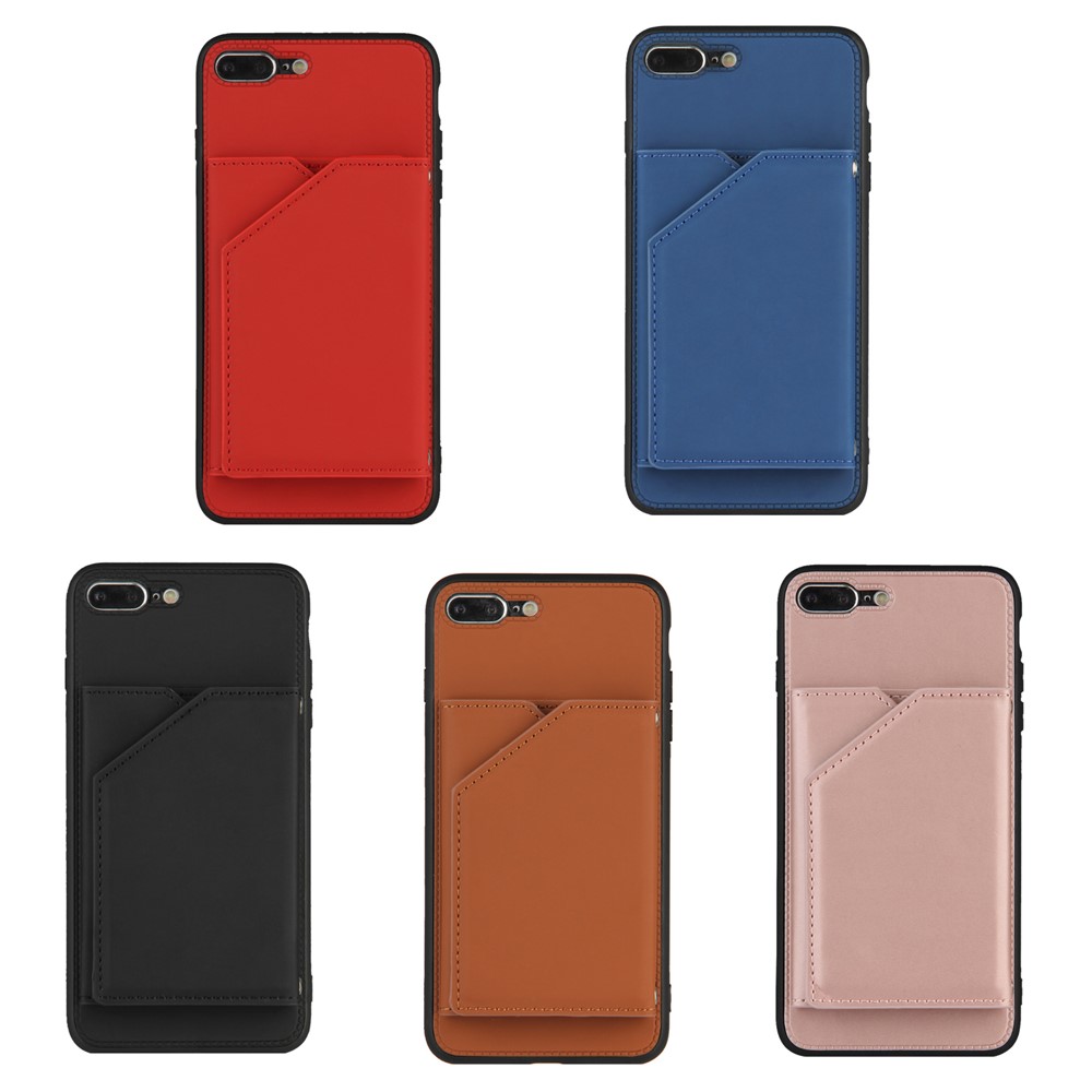 Shock-resistant Stand Card Holder TPU + PU Leather Smartphone Protective Shell for iPhone SE (2nd Generation)/iPhone 8/7 4.7 inch - Black-6