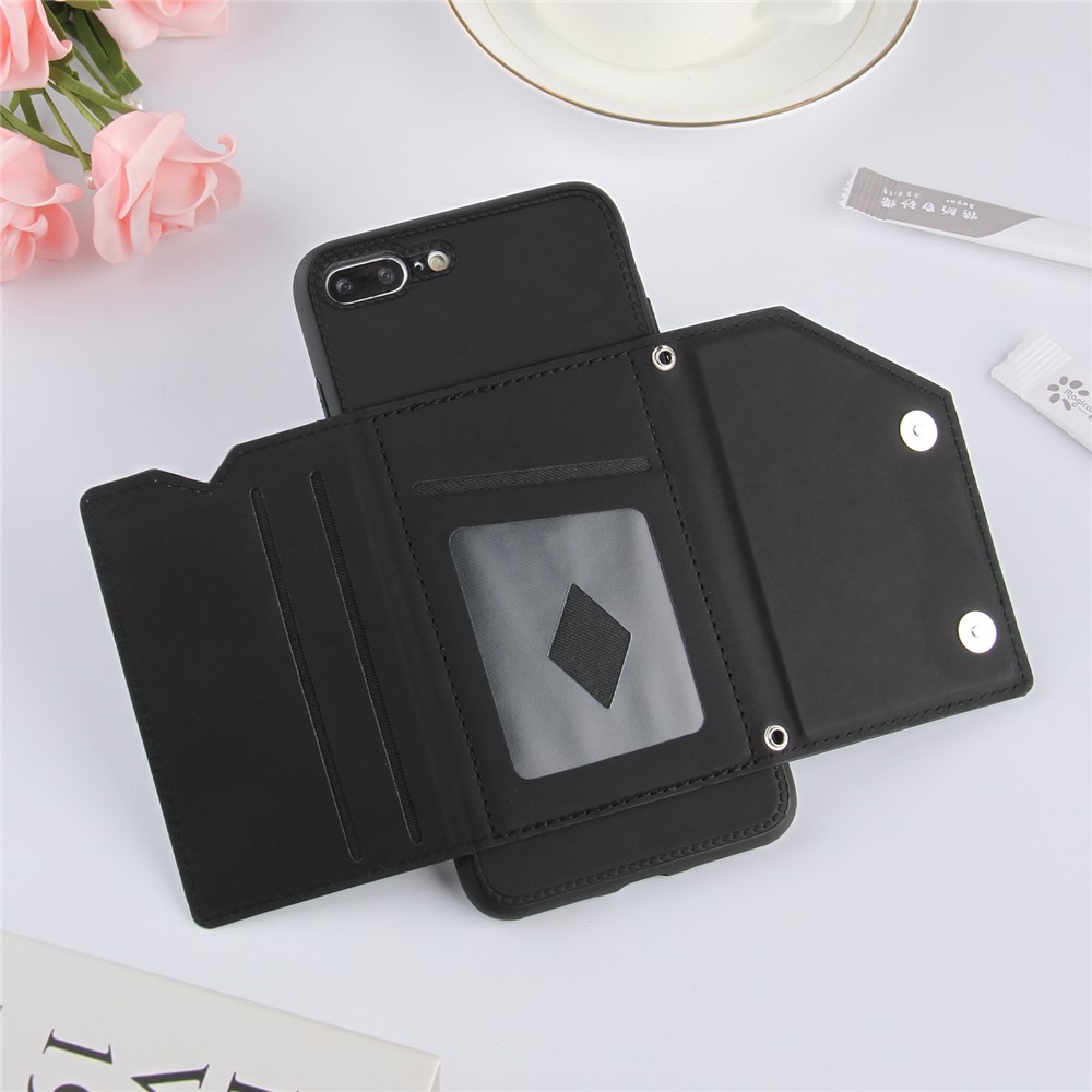 Shock-resistant Stand Card Holder TPU + PU Leather Smartphone Protective Shell for iPhone SE (2nd Generation)/iPhone 8/7 4.7 inch - Black-8