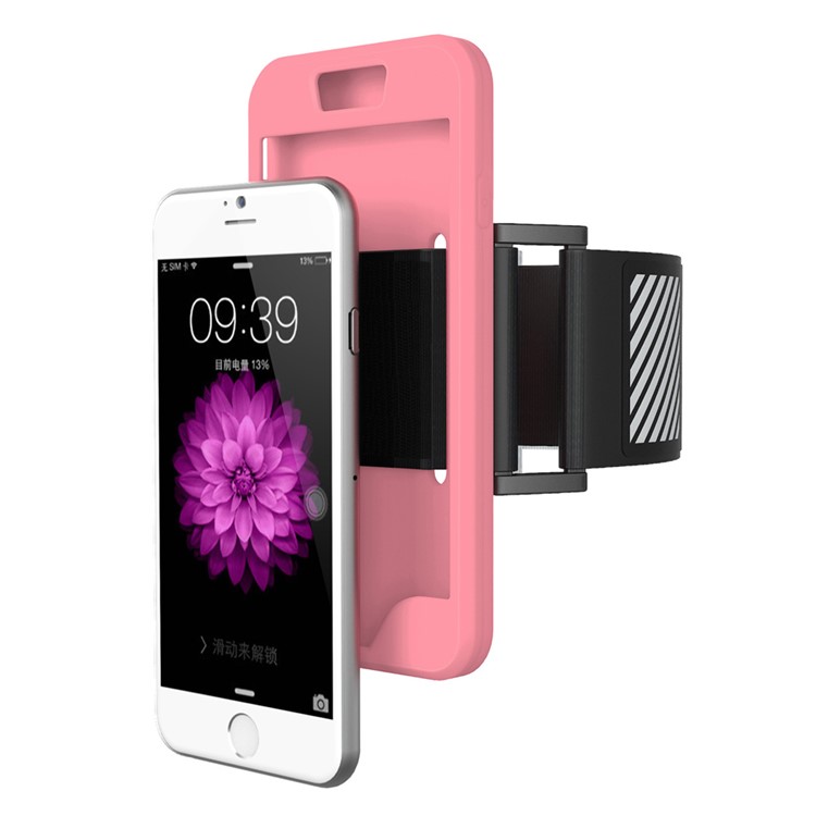 

Силиконовый чехол бег повязки для iPhone 6с плюс/6 плюс со светлой полосой отражения - розовый