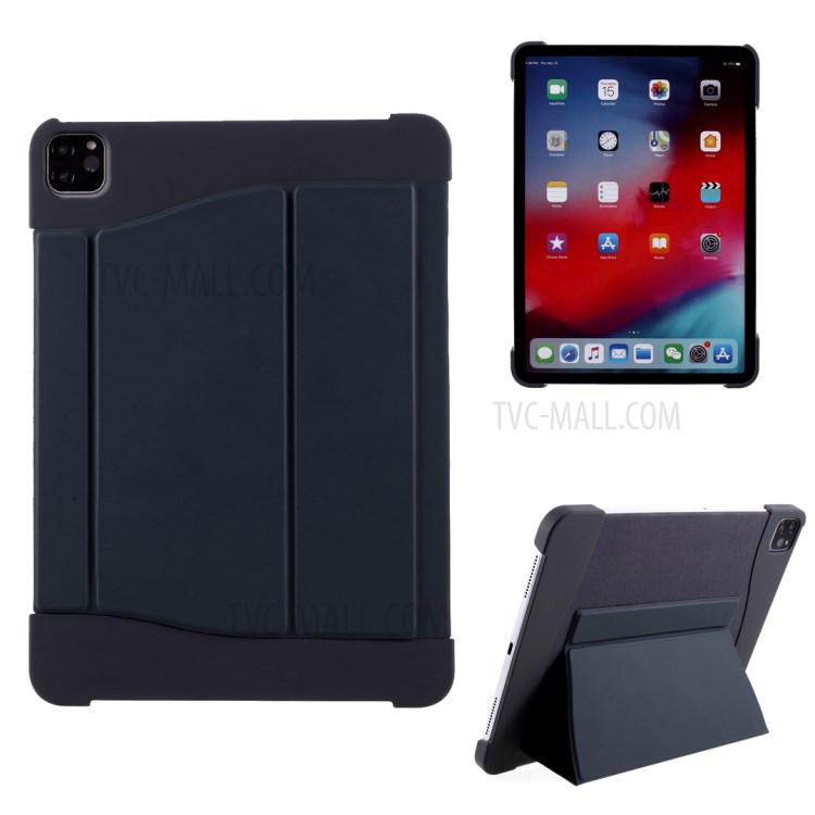 Drop Absorption Soft Silicone Case with Kickstand for iPad Air (2020)/Pro 11-inch (2020)/Pro 11-inch (2018) - Black-1