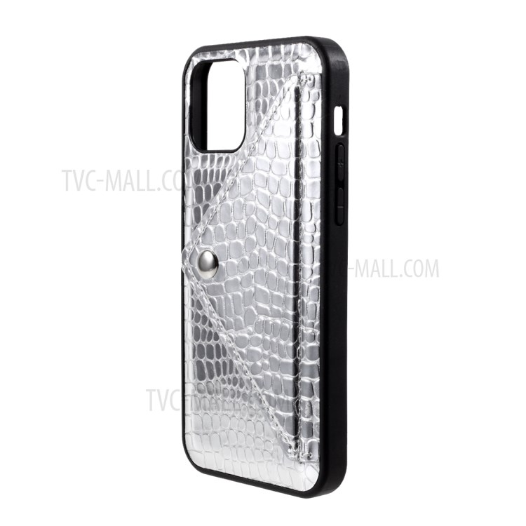 Crocodile Skin Leather Coated PC + TPU Hybrid Cover Shell for iPhone 12 mini - Silver-2