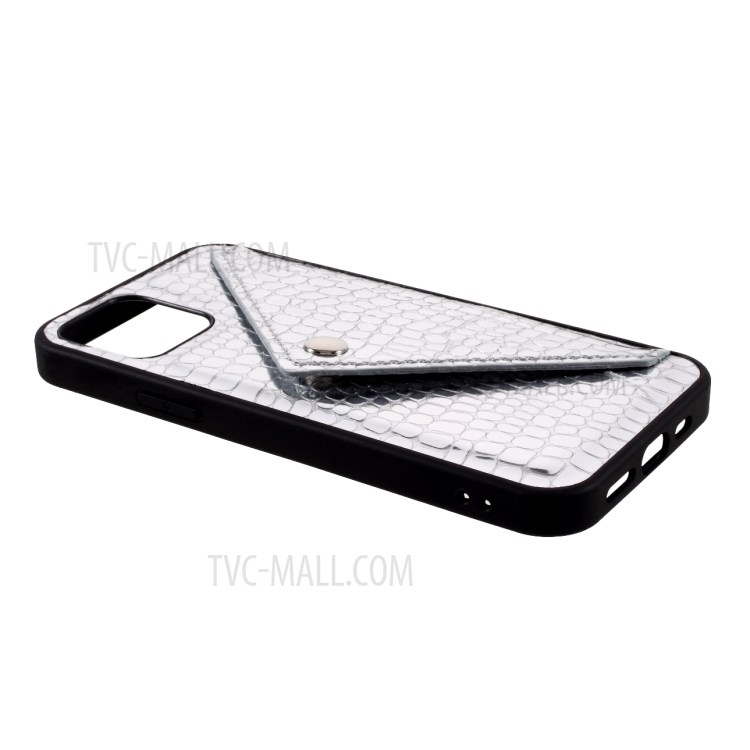 Crocodile Skin Leather Coated PC + TPU Hybrid Cover Shell for iPhone 12 mini - Silver-4