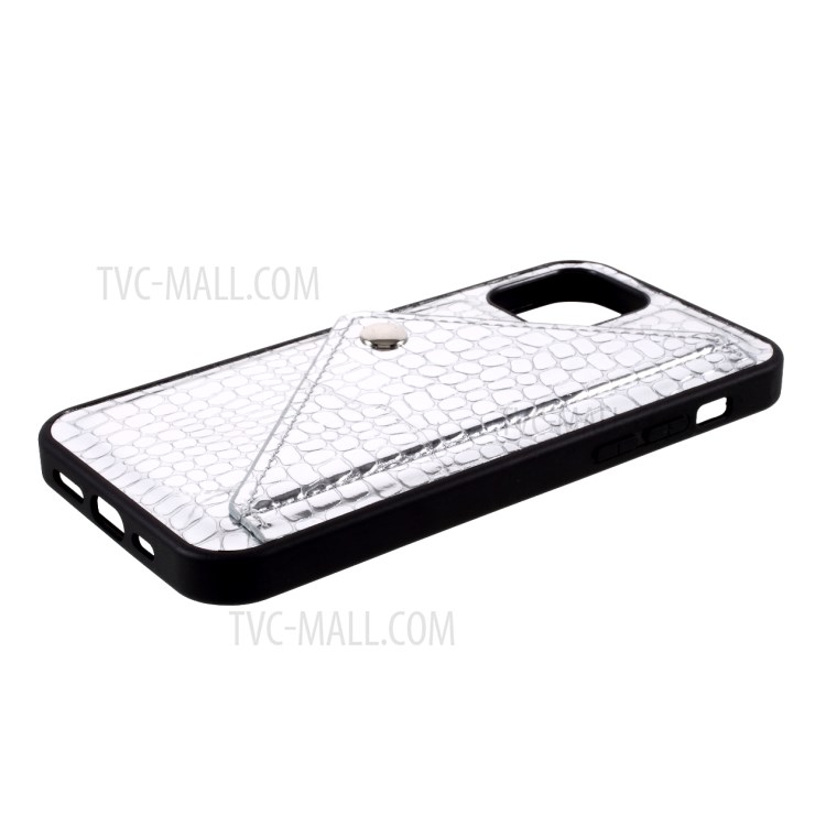 Crocodile Skin Leather Coated PC + TPU Hybrid Cover Shell for iPhone 12 mini - Silver-5