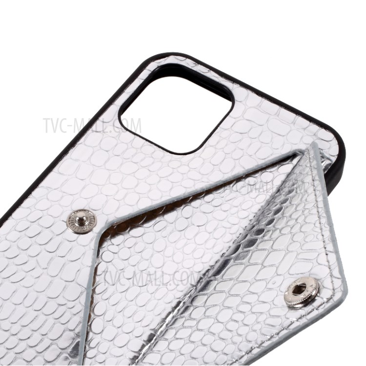 Crocodile Skin Leather Coated PC + TPU Hybrid Cover Shell for iPhone 12 mini - Silver-7