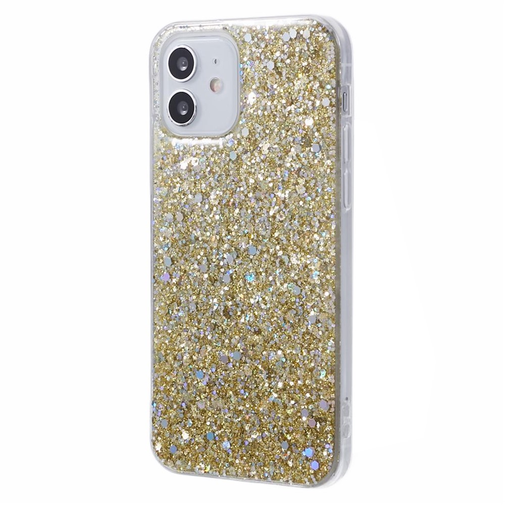 For iPhone 12 / 12 Pro Case Glitter Powder TPU Phone Cover - Gold
