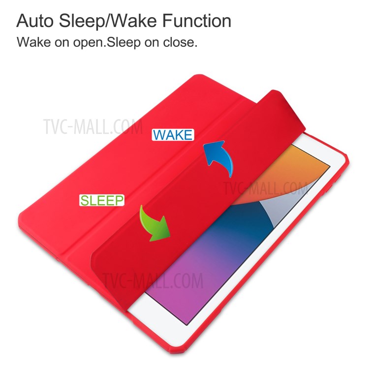 Transparent Back Cover Stand Tablet Case Shell with Pen Slot for iPad 10.2 (2019)/(2020) - Red-2