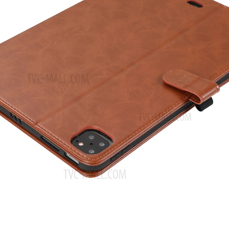 Anti-Drop PU Leather Smart Shell Cover for iPad Air (2020) - Brown-10