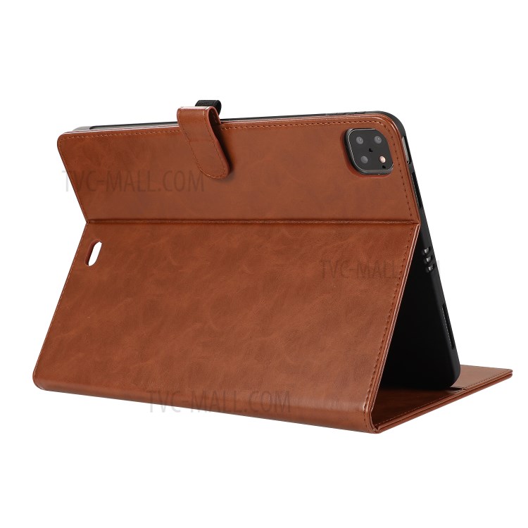 Anti-Drop PU Leather Smart Shell Cover for iPad Air (2020) - Brown-5
