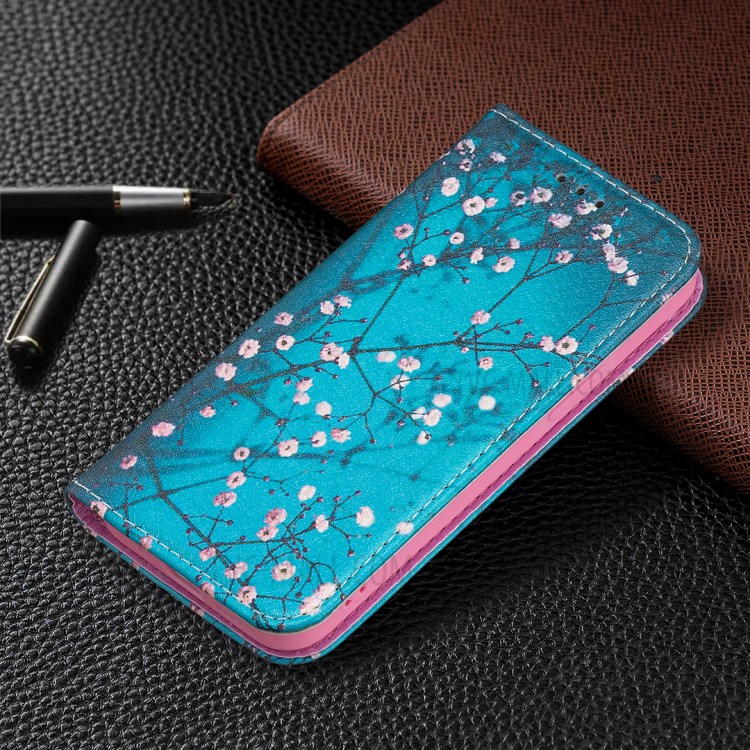 Auto-absorbed PU Leather Stand Case with Pattern Printing for iPhone 12 mini - Plum Blossom-8