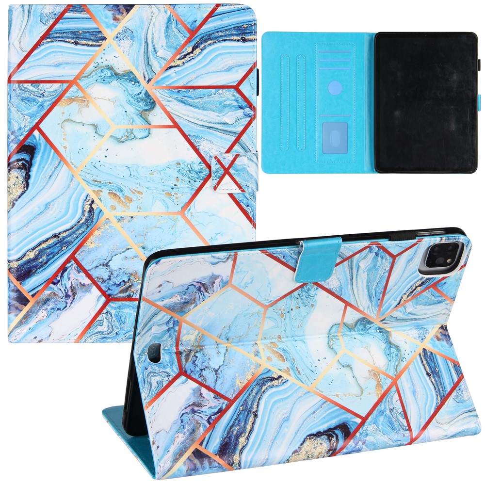 Shockproof Electroplating Marble Pattern Protective Tablet Case for iPad Pro 11-inch (2020) / (2021) / (2022) / Air (2020) / Air (2022) - Blue / Gold / White