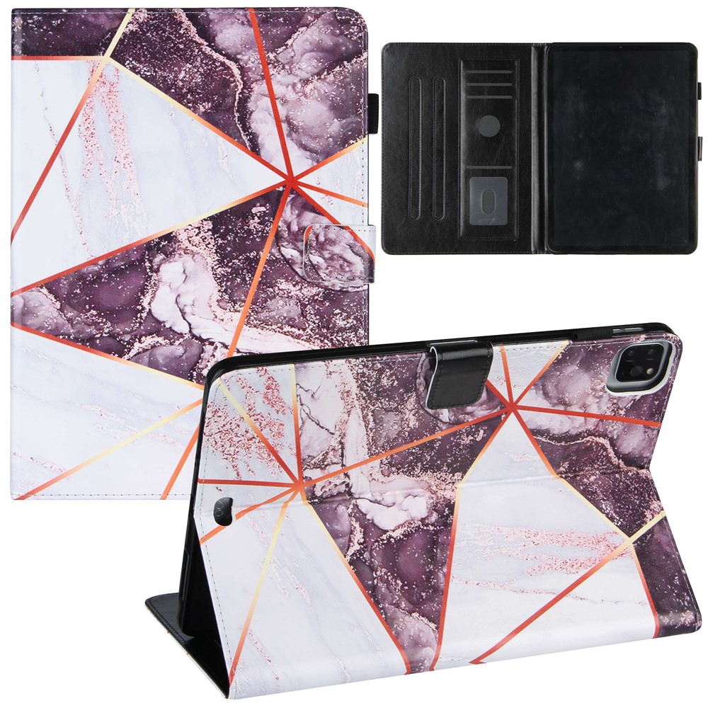 Shockproof Electroplating Marble Pattern Protective Tablet Case for iPad Pro 11-inch (2020) / (2021) / (2022) / Air (2020) / Air (2022) - Purple / White