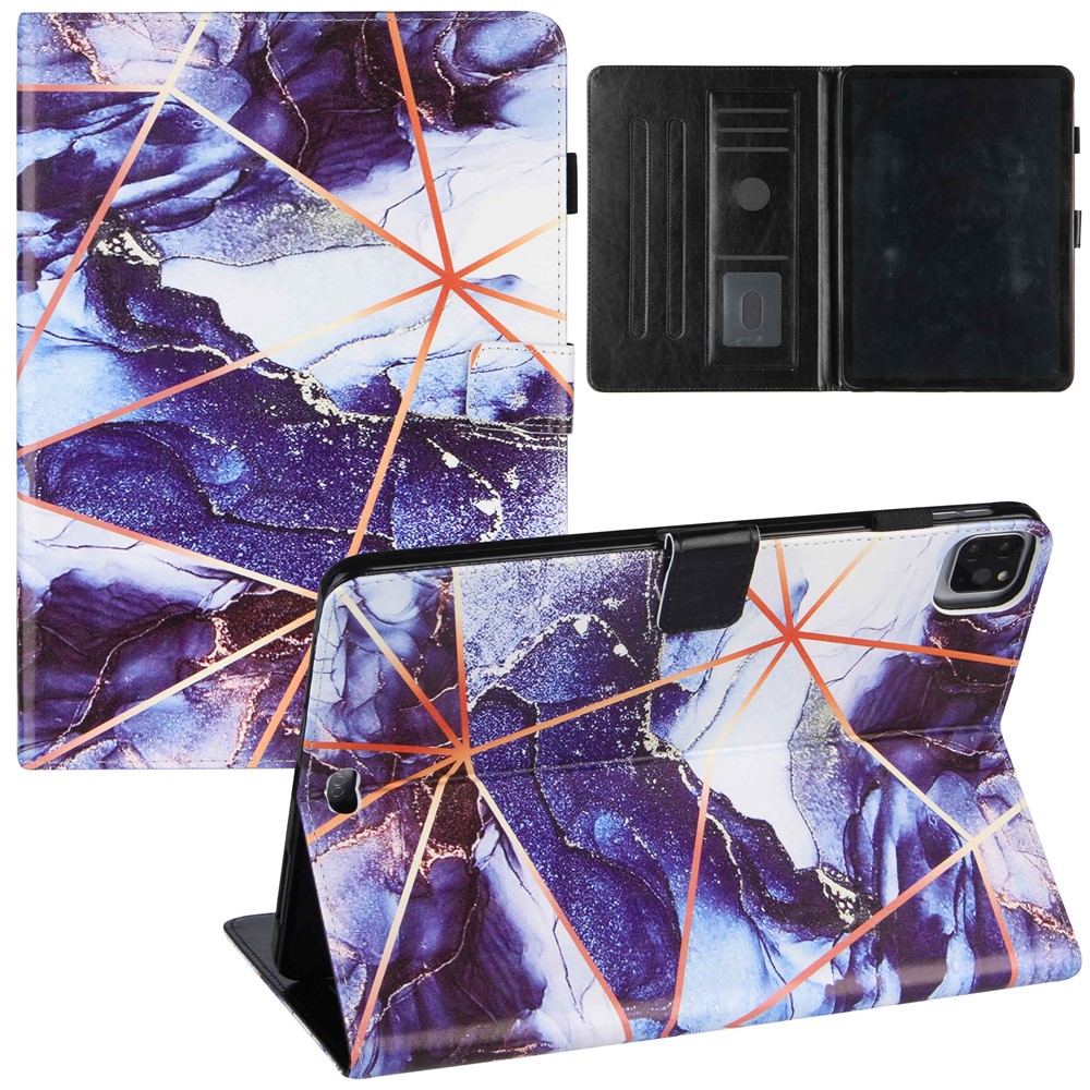 Shockproof Electroplating Marble Pattern Protective Tablet Case for iPad Pro 11-inch (2020) / (2021) / (2022) / Air (2020) / Air (2022) - Dark Blue / White