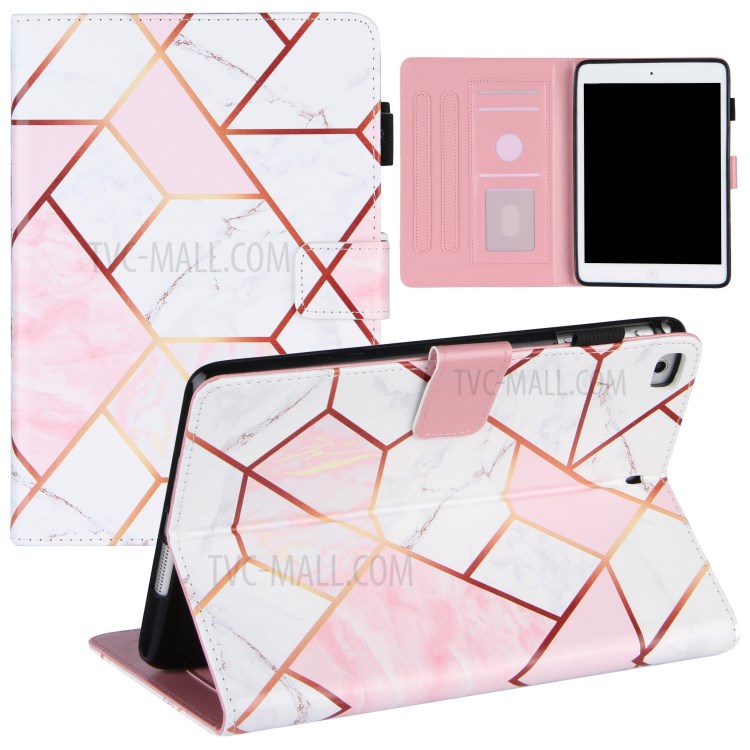 Electroplating Marble Splicing Tablet Cover Case for iPad mini/mini 2/mini 3/mini 4/mini (2019) 7.9 inch - Pink-1