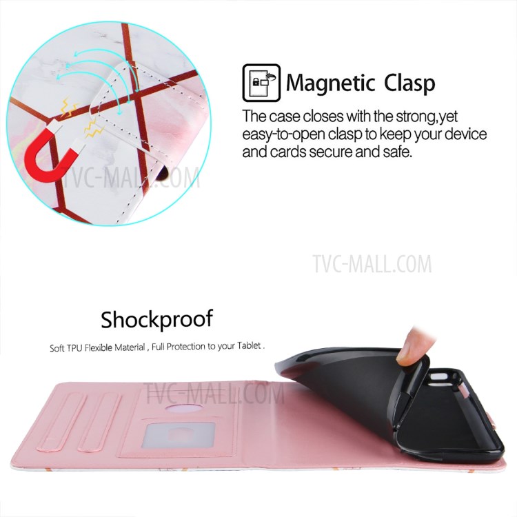 Electroplating Marble Splicing Tablet Cover Case for iPad mini/mini 2/mini 3/mini 4/mini (2019) 7.9 inch - Pink-9
