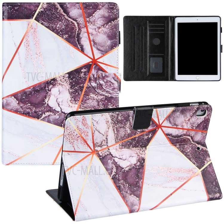 Marble Splicing Electroplating Tablet Cover Case for Pad Air (2013)/Air 2/9.7-inch (2017)/9.7-inch (2018) - Wine Red-1