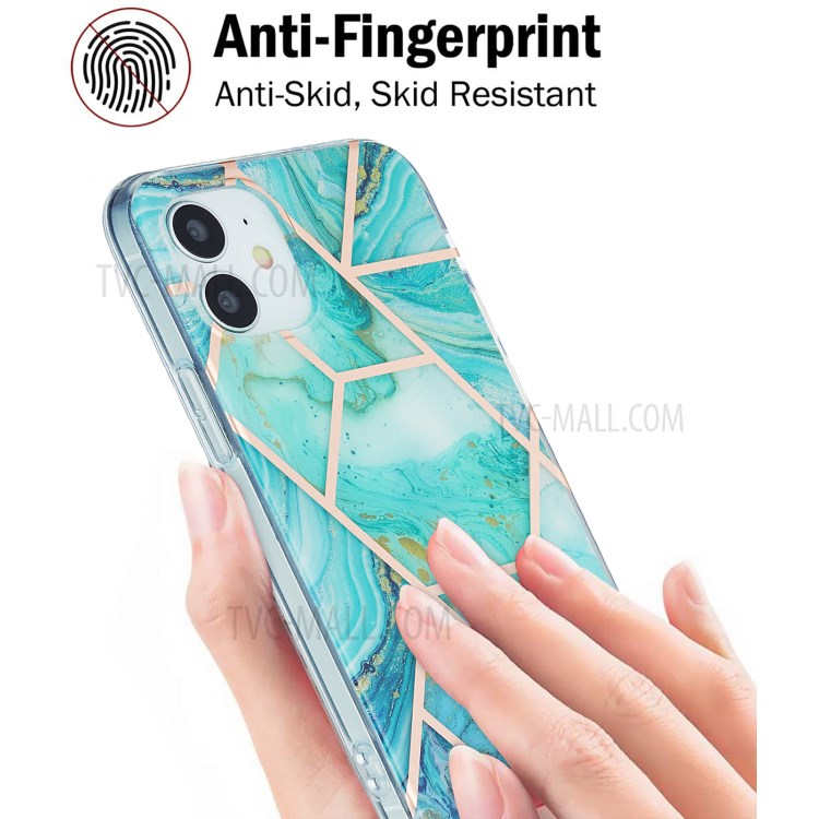 Electroplating Marble Pattern IML IMD TPU Phone Cover Case for iPhone 12 mini - Green-2