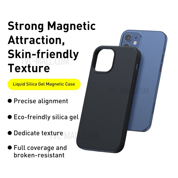 BASEUS Liquid Silica Gel Magnetic Attraction Phone Case for iPhone 12 mini - Black-14