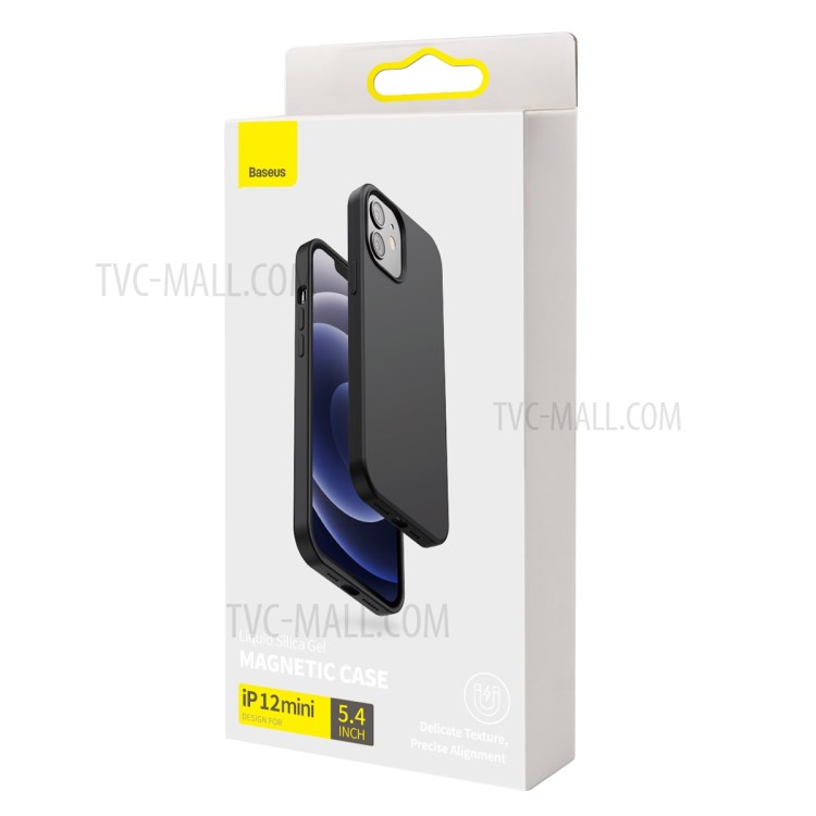 BASEUS Liquid Silica Gel Magnetic Attraction Phone Case for iPhone 12 mini - Black-16