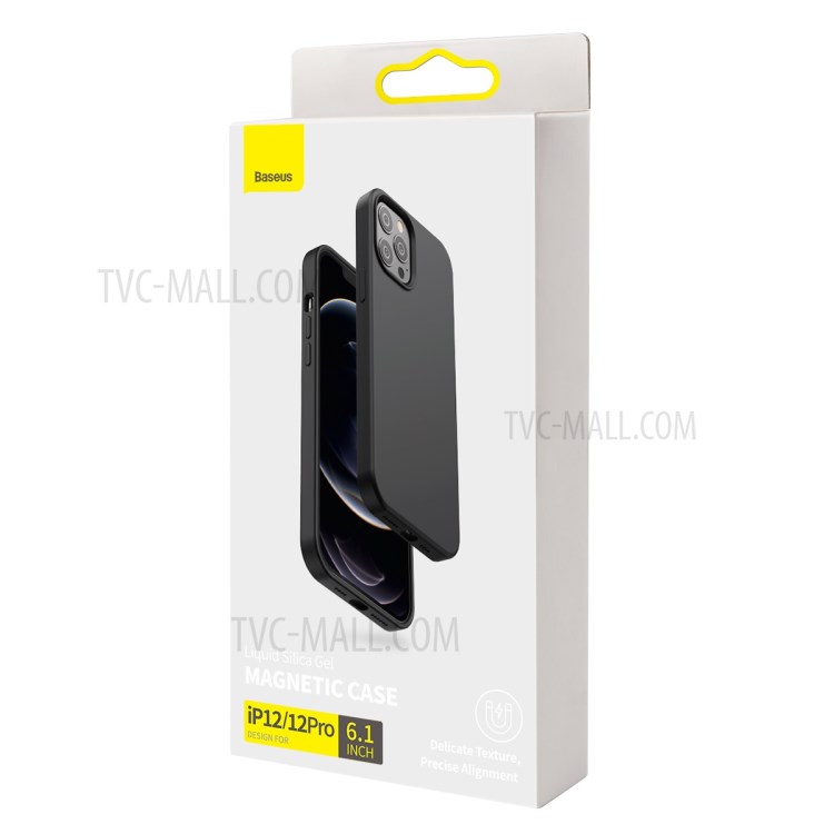 BASEUS Liquid Silica Gel Magnetic Suction Phone Case for iPhone 12/12 Pro - Black-16