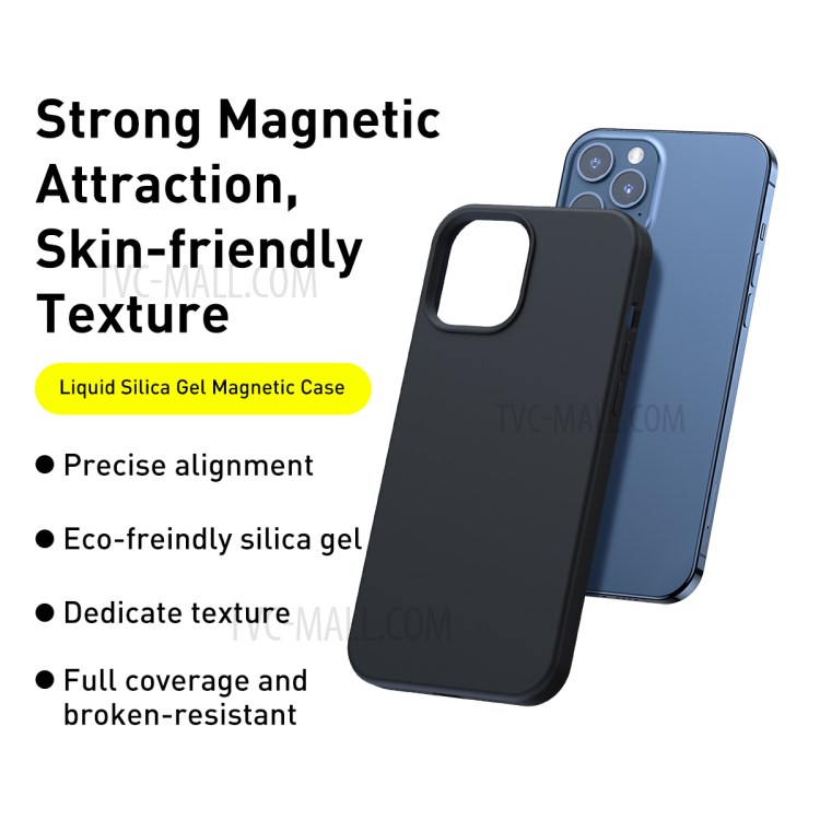 BASEUS Liquid Silica Gel Magnetic Suction Phone Case for iPhone 12/12 Pro - Black-2