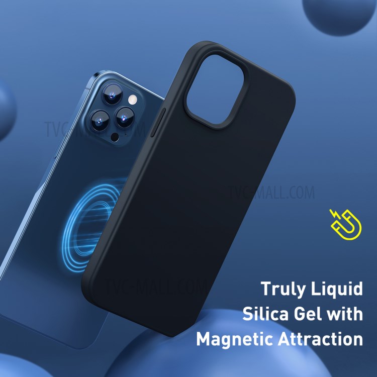 BASEUS Liquid Silica Gel Magnetic Suction Phone Case for iPhone 12/12 Pro - Black-3