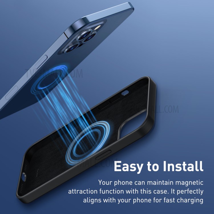BASEUS Liquid Silica Gel Magnetic Suction Phone Case for iPhone 12/12 Pro - Black-4
