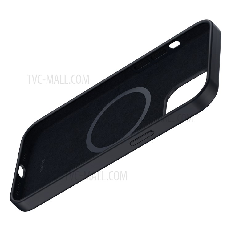 BASEUS Liquid Silica Gel Magnetic Attraction Phone Protective Case for iPhone 12 Pro Max - Black-3