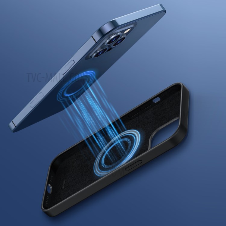 BASEUS Liquid Silica Gel Magnetic Attraction Phone Protective Case for iPhone 12 Pro Max - Black-6