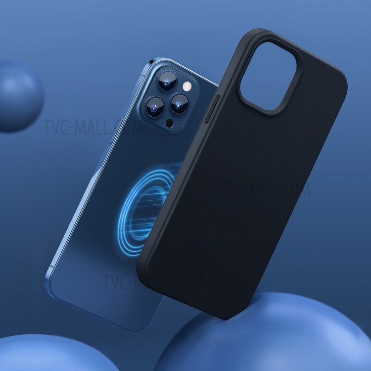 BASEUS Liquid Silica Gel Magnetic Attraction Phone Protective Case for iPhone 12 Pro Max - Black-7