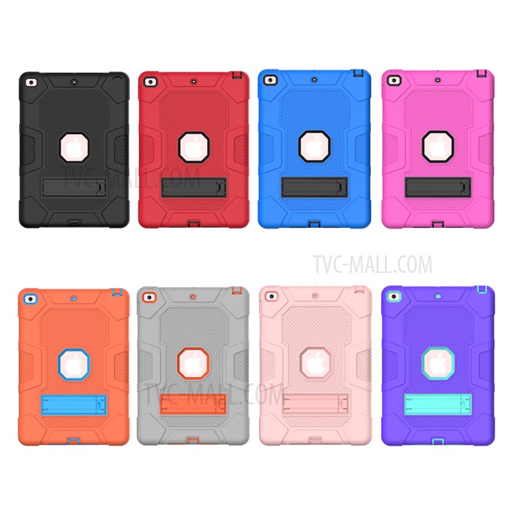 Couleur de Contraste PC + TPU + Couverture de Tablet Silicone Avec la Kingstand Slide Pour Ipad 10.2 (2021) / (2020) / (2019) - Tout Noir-5