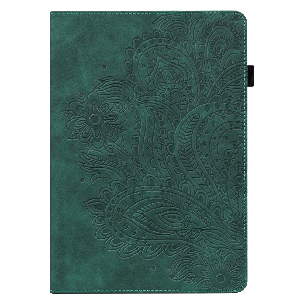 Imprinted Flower Pattern Leather Wallet Stand Tablet Case Shell for iPad 10.2 (2020)/(2019) - Green-4