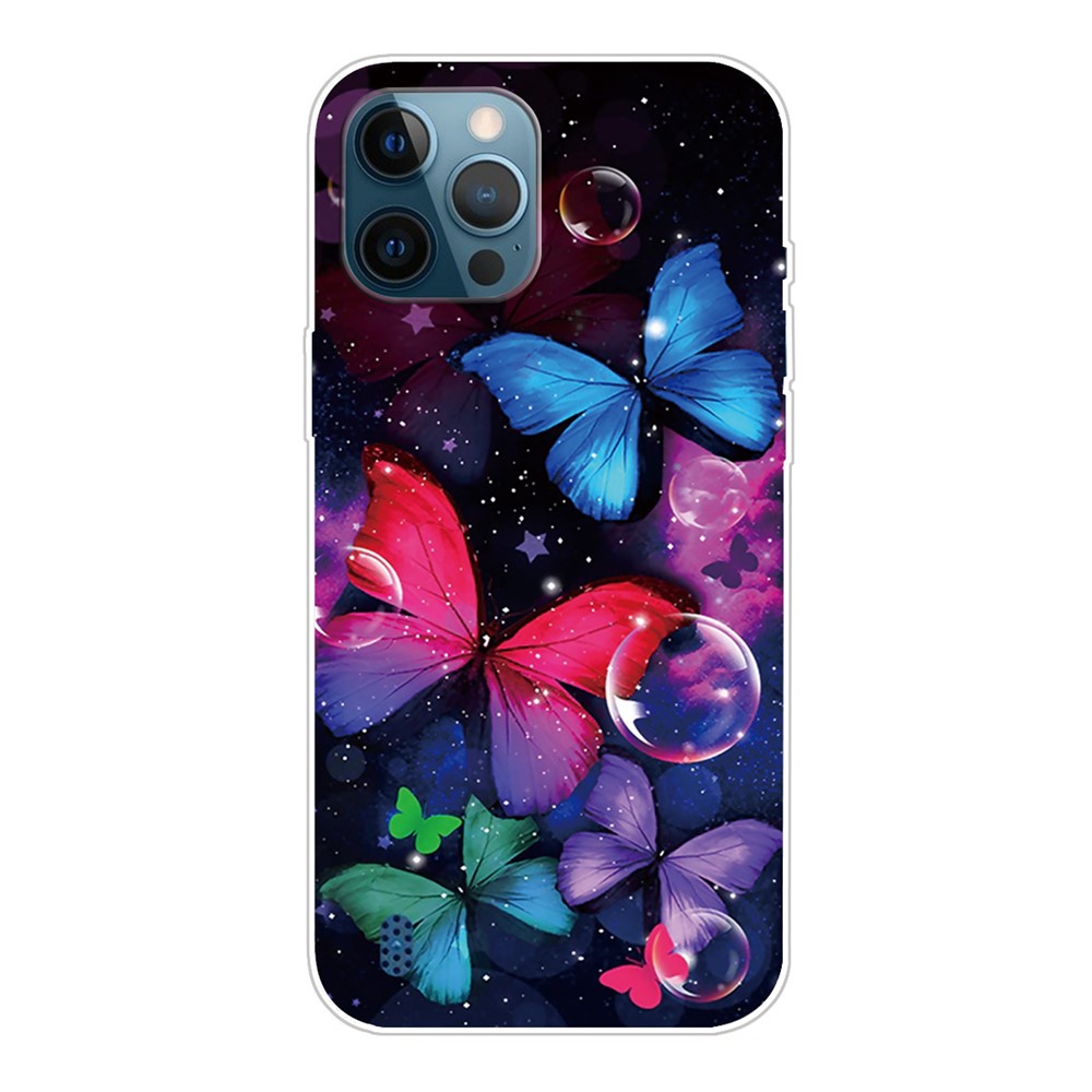 For iPhone 12 Pro Max Pattern Printing Flexible High Quality TPU Phone Case - Colorful Butterfly-1