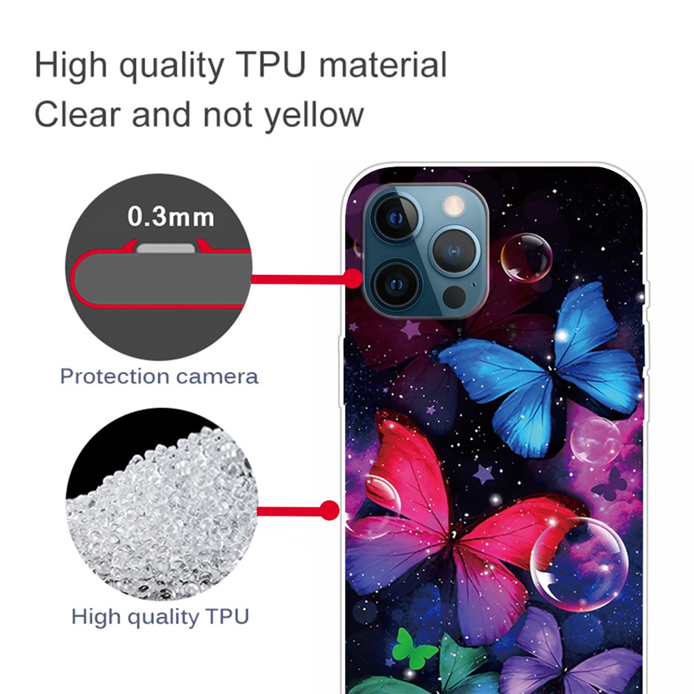 For iPhone 12 Pro Max Pattern Printing Flexible High Quality TPU Phone Case - Colorful Butterfly-3