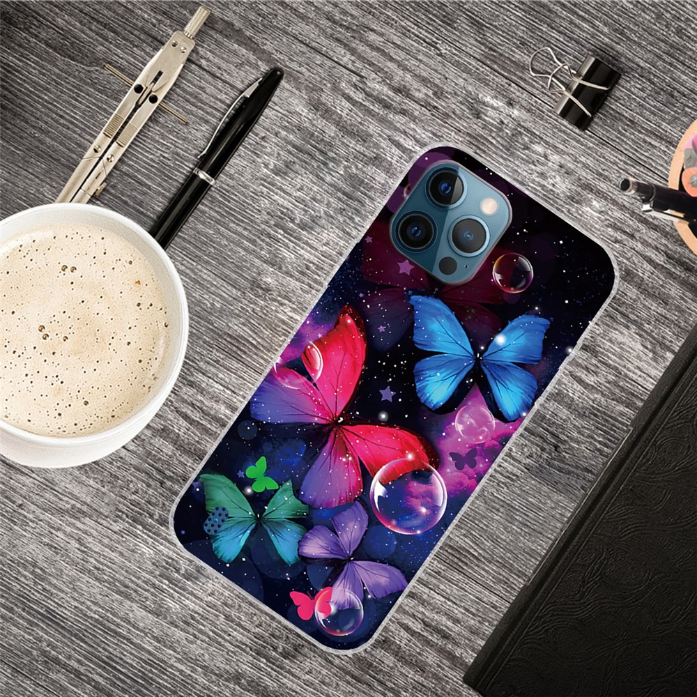 For iPhone 12 Pro Max Pattern Printing Flexible High Quality TPU Phone Case - Colorful Butterfly-4