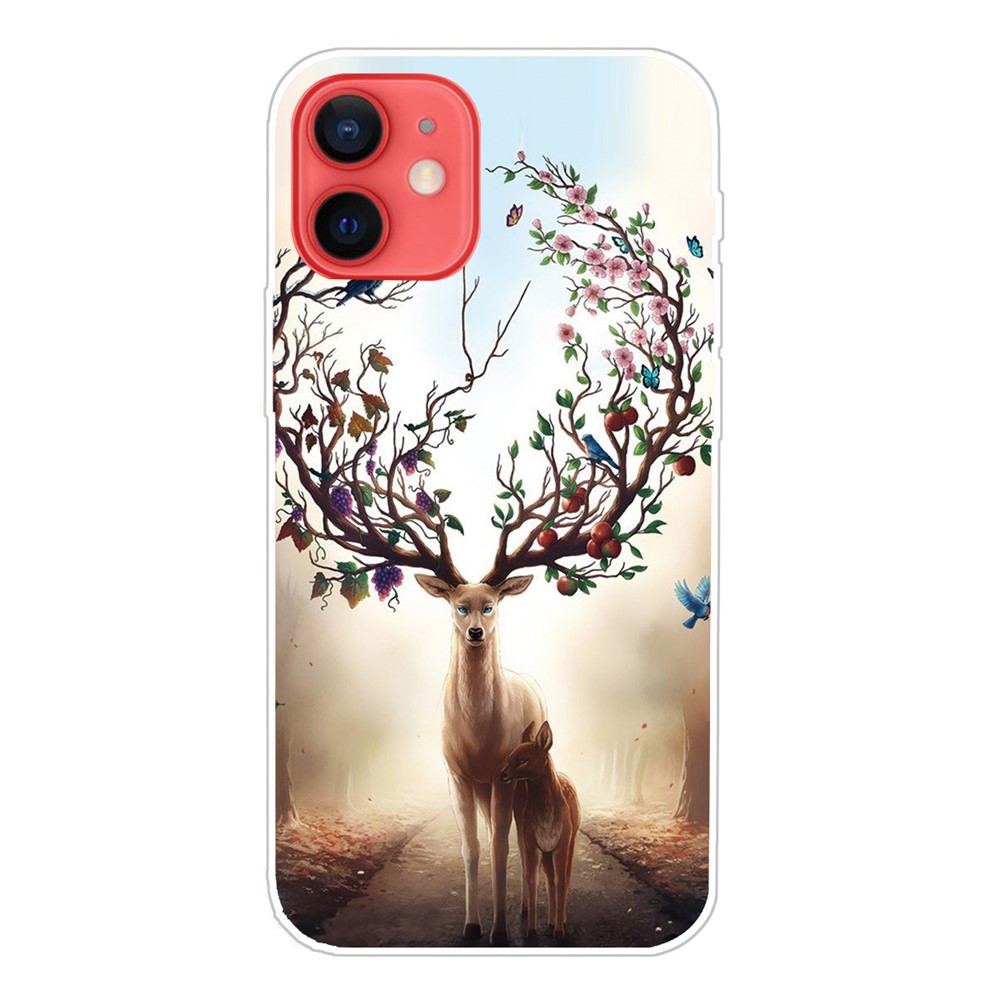 Pattern Printing TPU Phone Case for iPhone 12 Mini - Elk-1