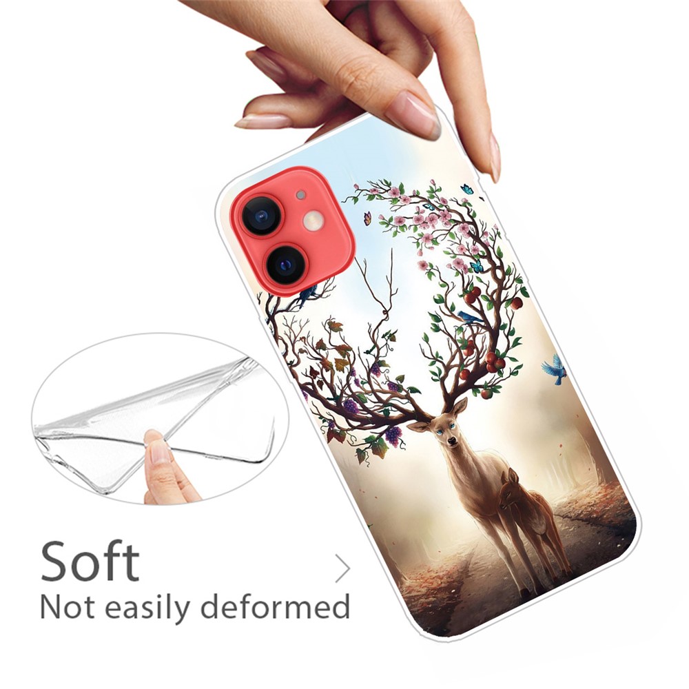 Pattern Printing TPU Phone Case for iPhone 12 Mini - Elk-2