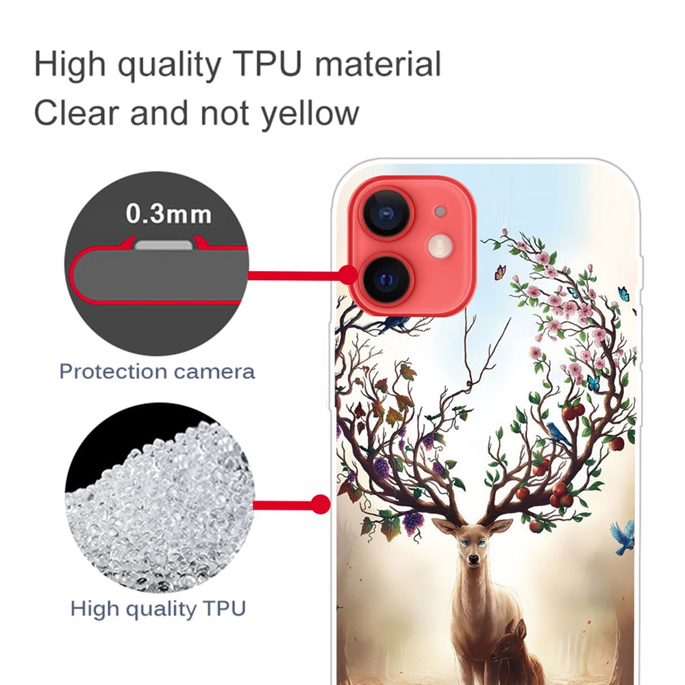 Pattern Printing TPU Phone Case for iPhone 12 Mini - Elk-3