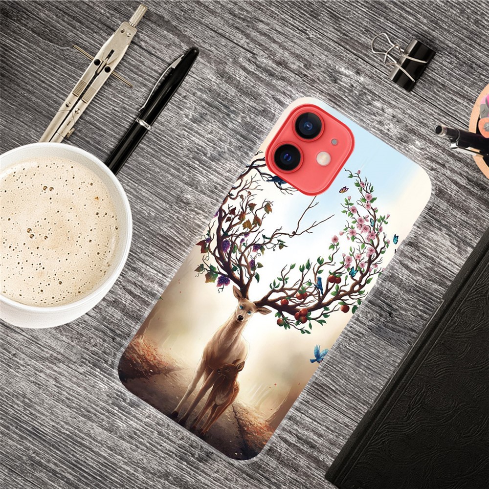 Pattern Printing TPU Phone Case for iPhone 12 Mini - Elk-4