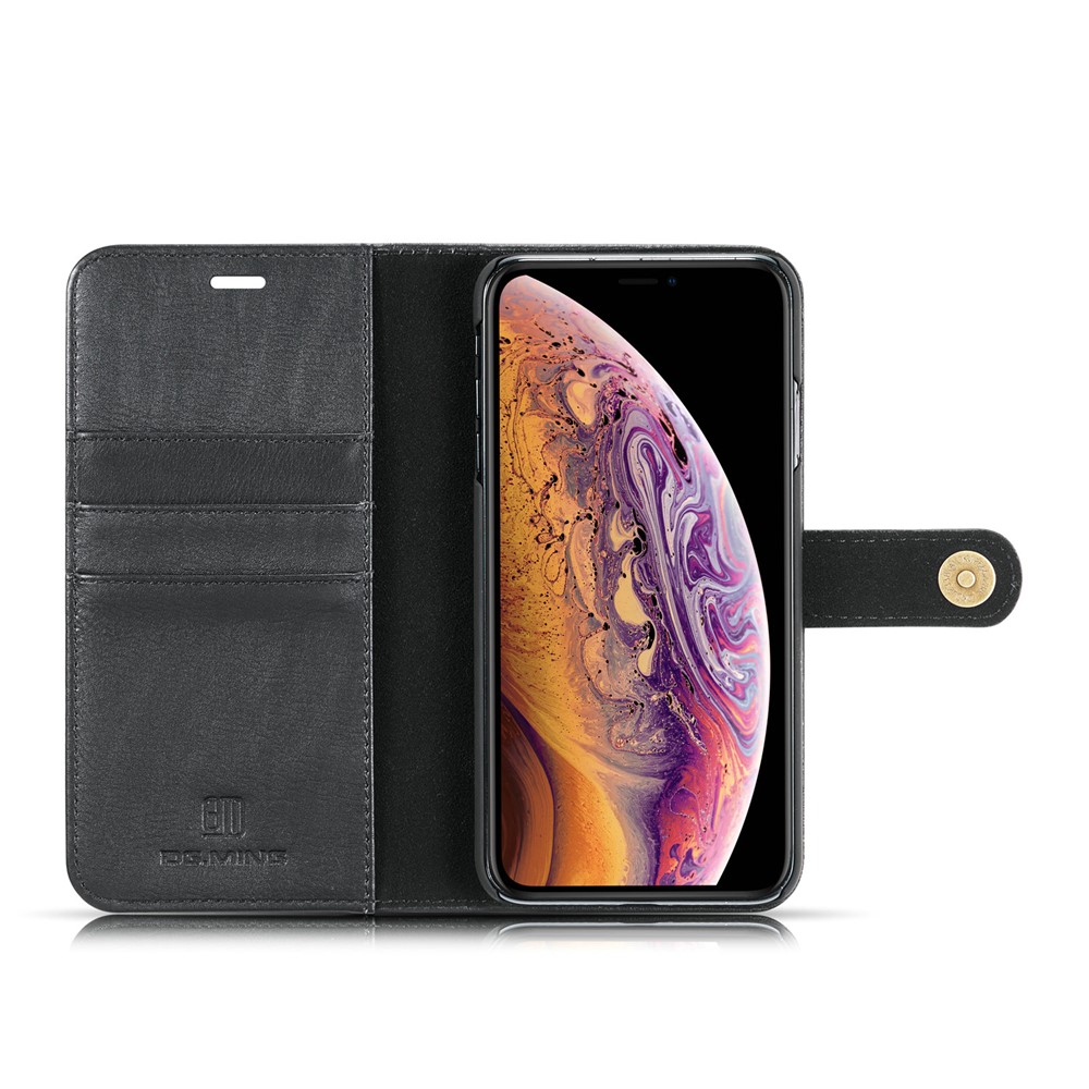 DG.MING Cover for iPhone XS Max 6.5 inch Detachable 2-in-1 Split Leather Wallet Shell + PC Back Case - Black-10