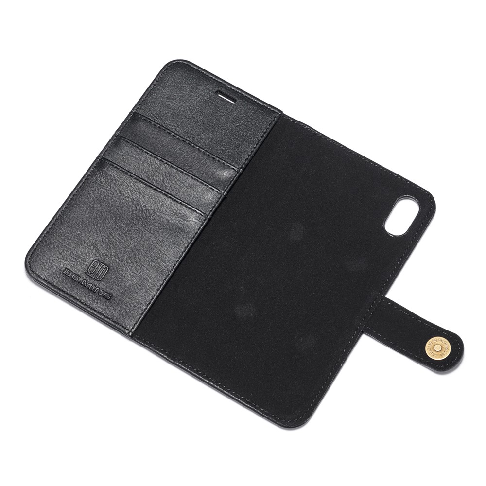 DG.MING Cover for iPhone XS Max 6.5 inch Detachable 2-in-1 Split Leather Wallet Shell + PC Back Case - Black-11