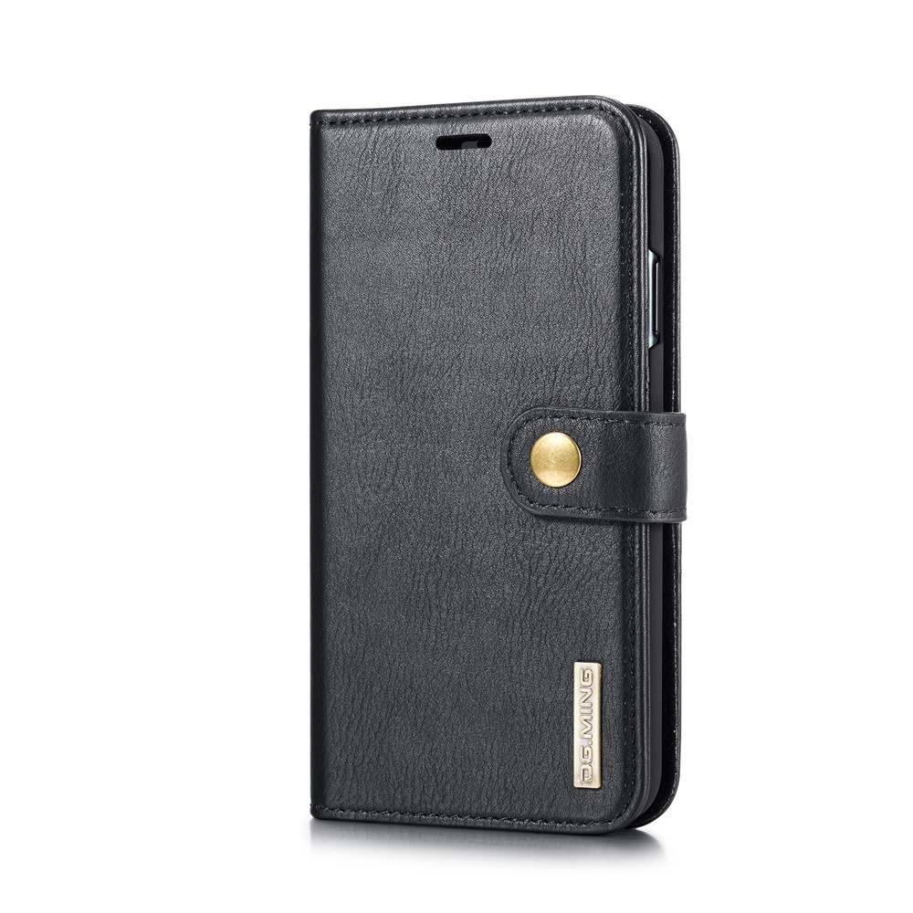 DG.MING Cover for iPhone XS Max 6.5 inch Detachable 2-in-1 Split Leather Wallet Shell + PC Back Case - Black-3