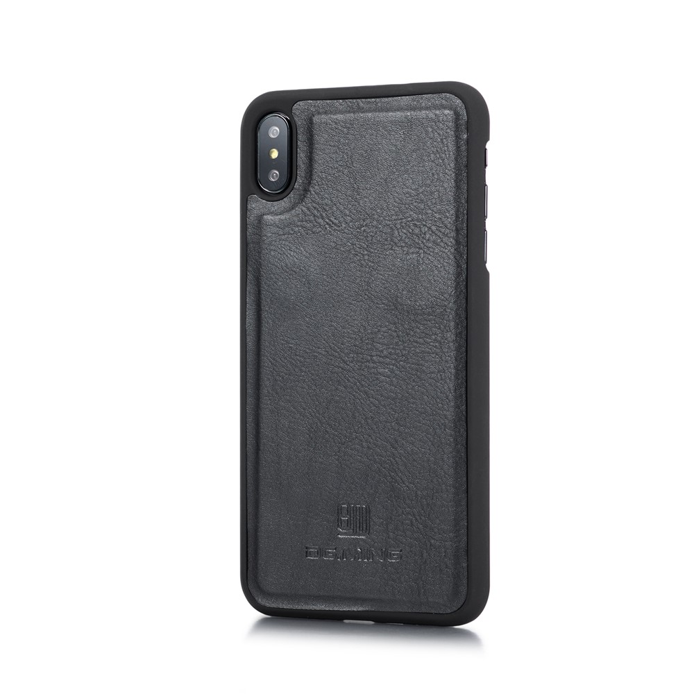 DG.MING Cover for iPhone XS Max 6.5 inch Detachable 2-in-1 Split Leather Wallet Shell + PC Back Case - Black-5