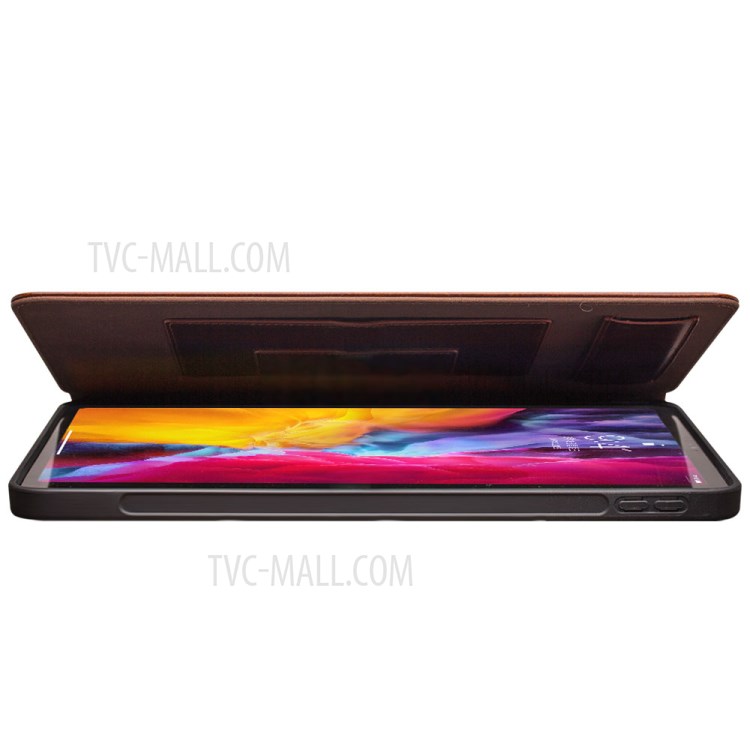 QIALINO TPU + Genuine Leather + Cowhide Leather Smart Tablet Shell with Stand for iPad Pro 11-inch (2020) - Brown-3