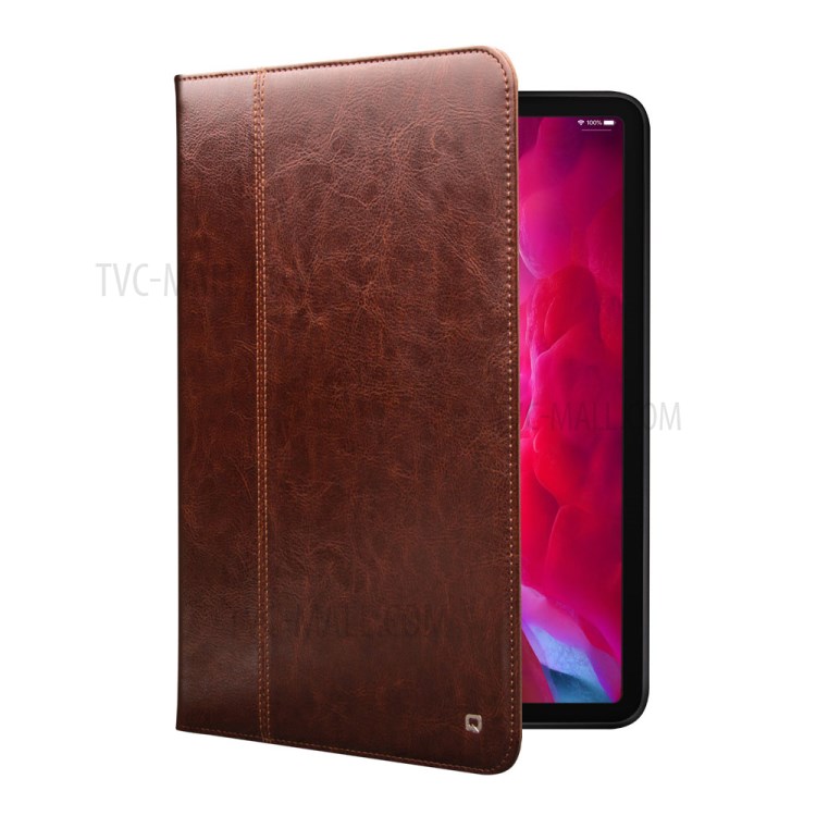 QIALINO TPU + Genuine Leather + Cowhide Leather Smart Tablet Shell with Stand for iPad Pro 11-inch (2020) - Brown-5