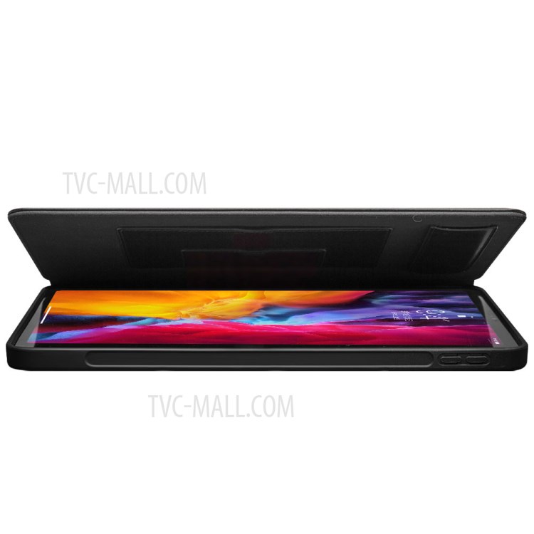 QIALINO TPU + Genuine Leather + Cowhide Leather Smart Tablet Case with Stand for iPad Pro 12.9-inch (2020) - Black-3