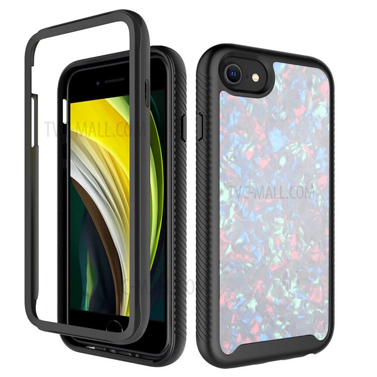 Pattern Printing Card Case for iPhone SE (2nd Generation) / 7 / 8 /6s 4.7-inch PET + TPU + Acrylic Combo Shell - White-1